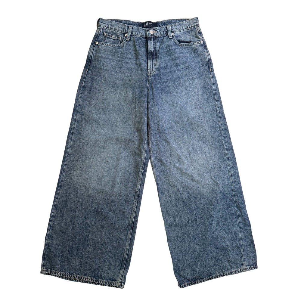 Gap Baggy Jeans 10/30R Blue Wide Leg Supersoft Medium Wash High Rise 30 Regular